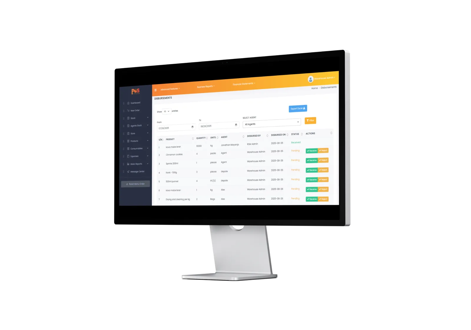 POSCream application screen