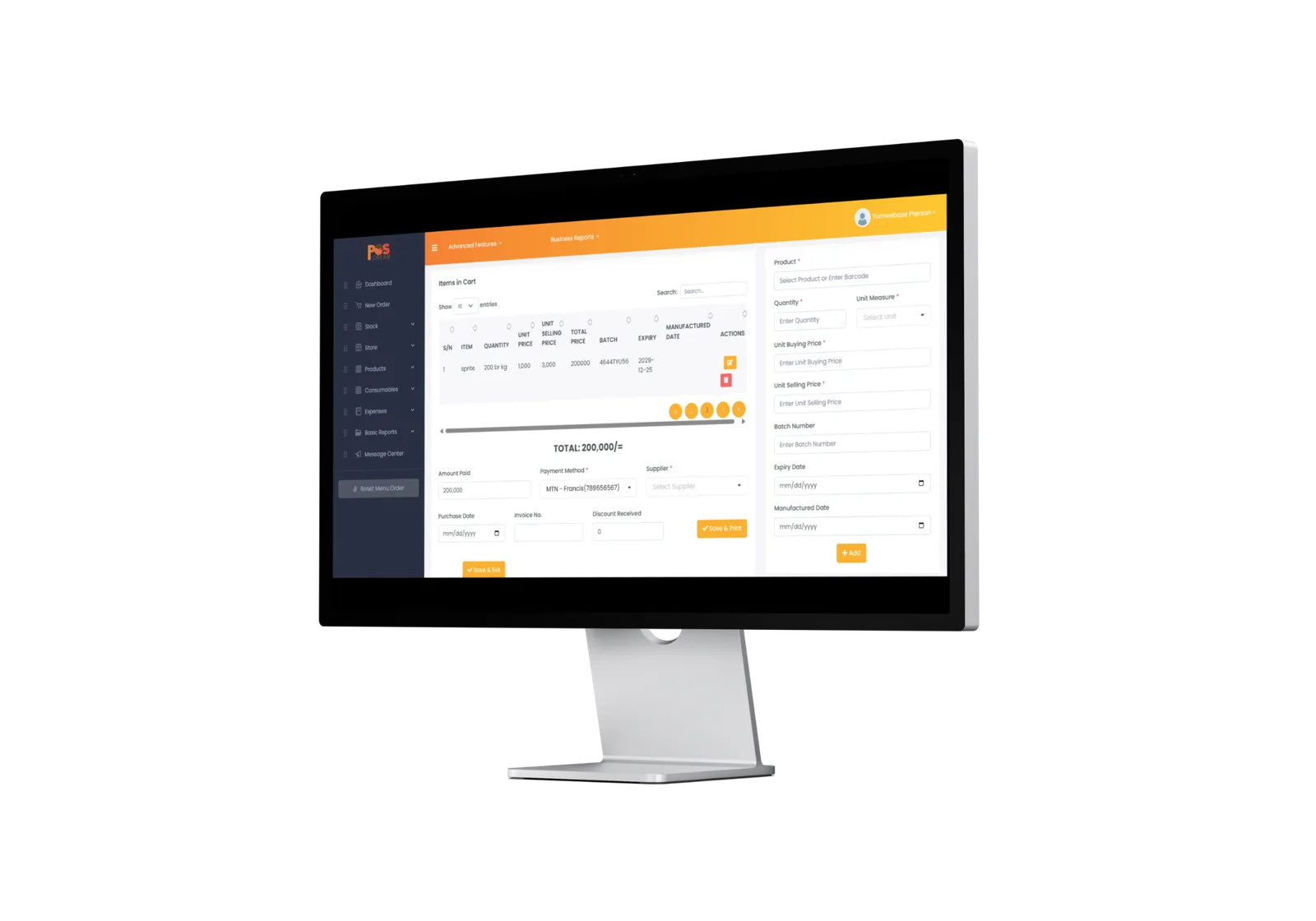 POSCream application screen