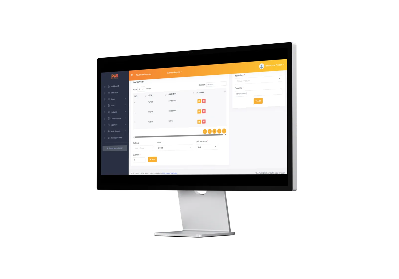 POSCream application screen